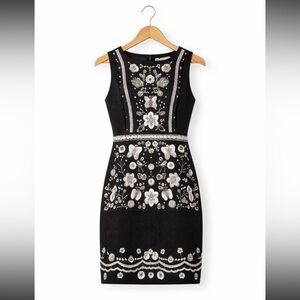 Chelsea & Violet Black Dress with Floral Embroidery